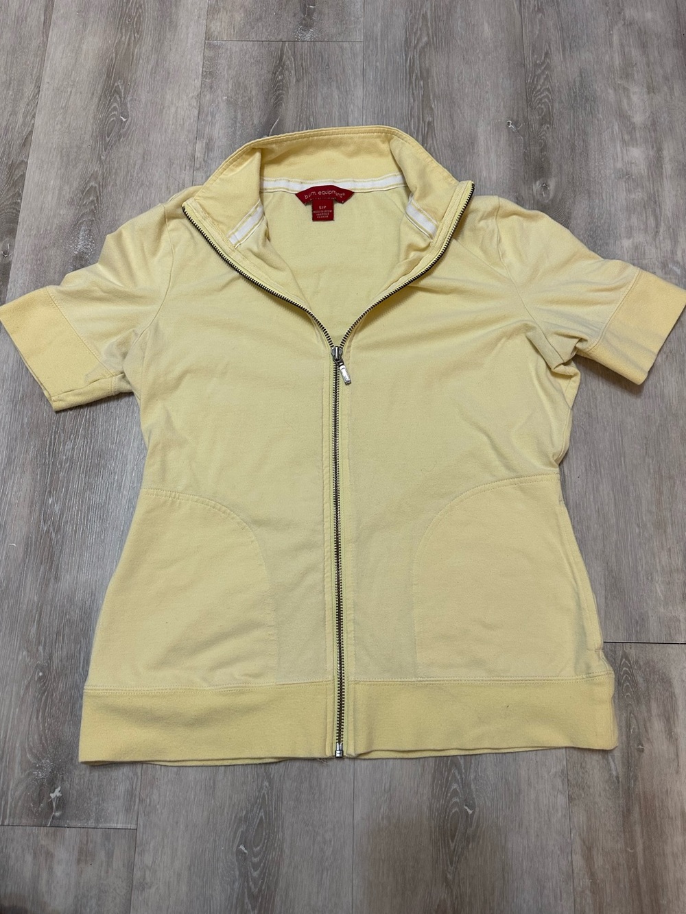 B.U.M. Equipment Women’s Short-Sleeve Yellow Zip UP, Y2K Vintage